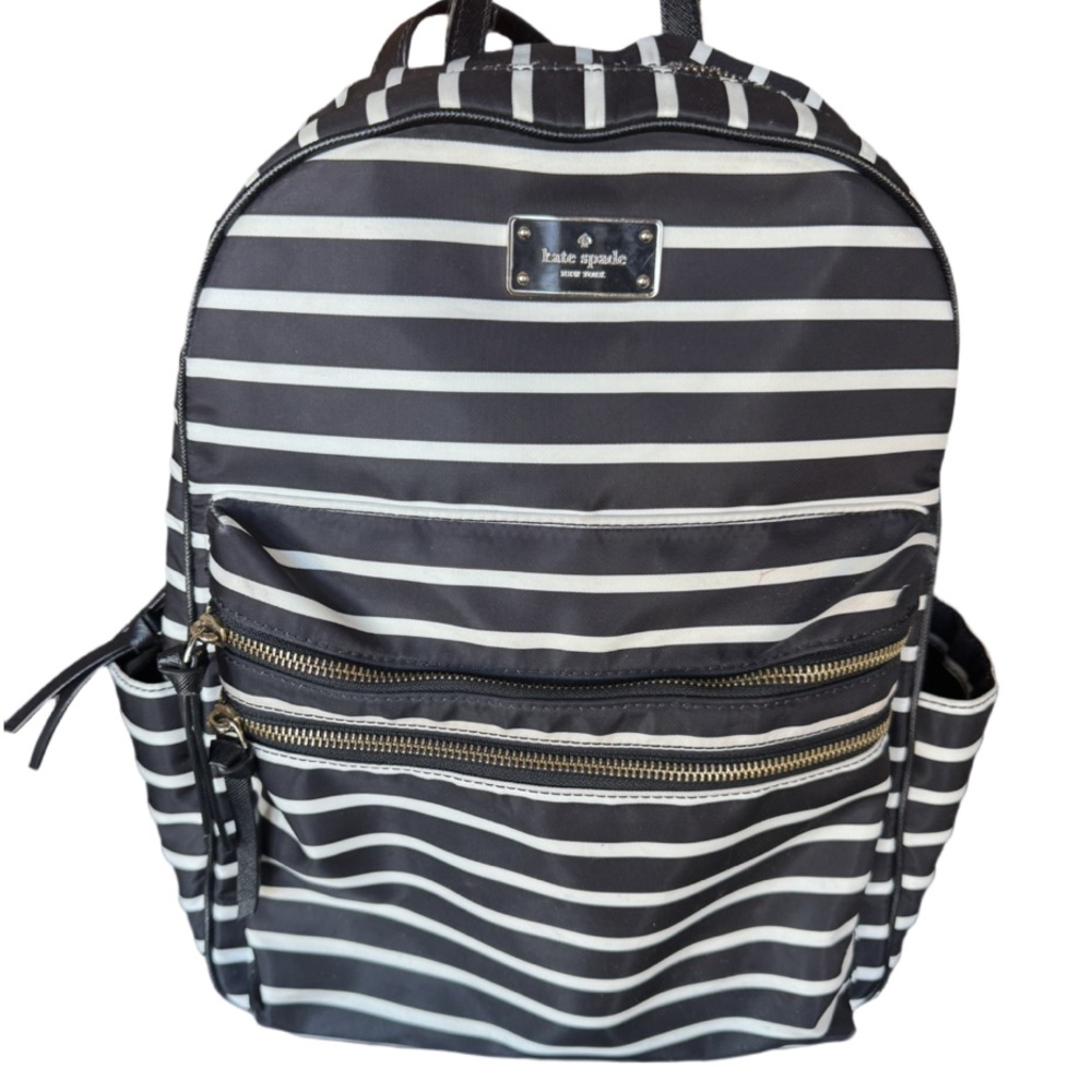 Kate Spade Black and White Striped Backpack